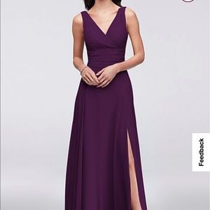 NWT David’s Bridal Surplice Tank Long Chiffon Bridesmaid Dress in Plum